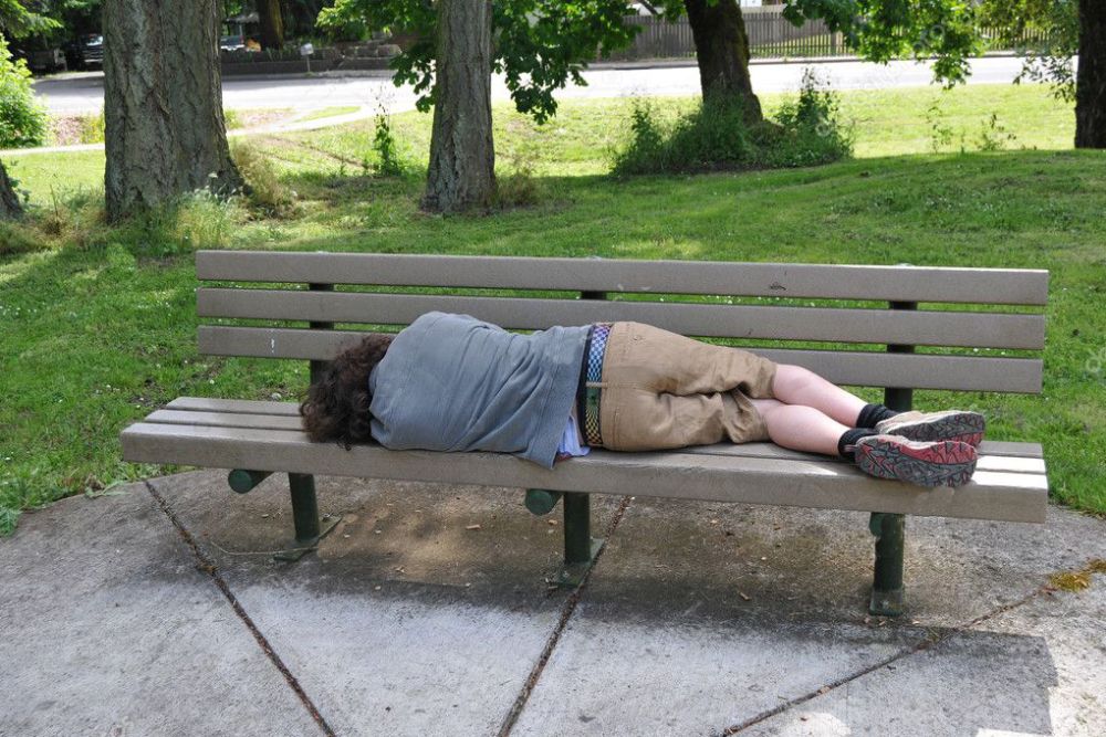 depositphotos 4637496 stock photo sleeping on a bench in